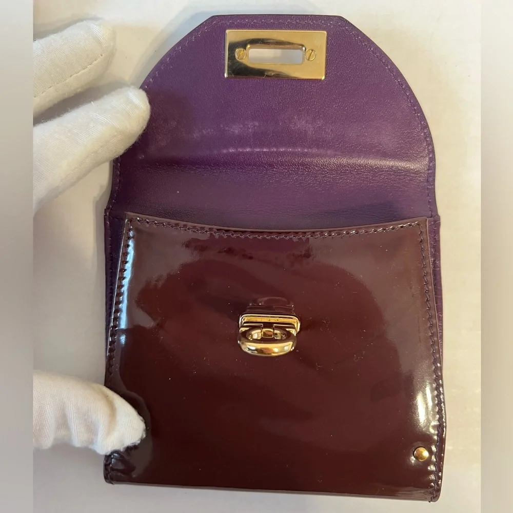 Vintage Salvatore Ferragamo Purple Patent Leather‎ Wallet
